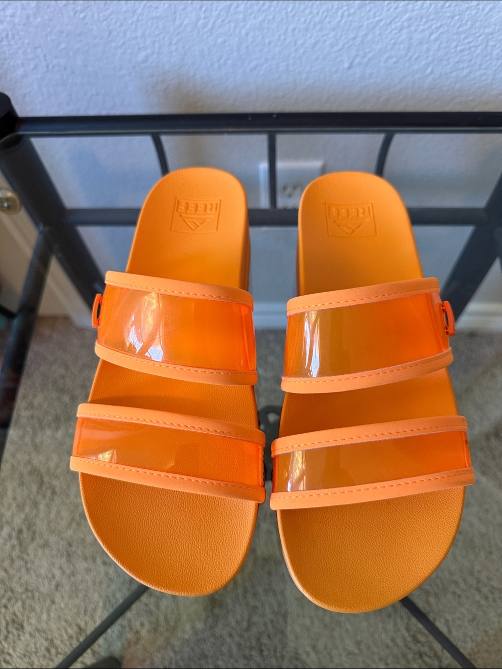 Reef Orange Dual-Strip Slide Sandals